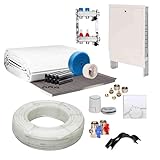 Fußbodenheizung Warmwasser Set 50m² Tackersystem 20 mm Rollbahn PE-RT Rohr VA10 Regelung A