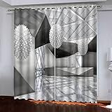 Blickdichte Gardinen 3D Strand-Surfbrett Druck Muster Verdunkelungsvorhang, Lichtundurchlässige Vorhang Mit Ösen Für Schlafzimmer Wohnzimmer Geräuschreduzierung 230X234Cm 2Er Set