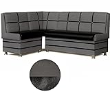 Rodnik Eckbank Korsika Maxi Grau Schwarz mit Truhen 213x142cm Essecke gepolstert Kunstleder Stauraum