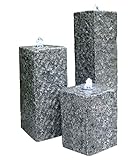 Dehner Gartenbrunnen Nizza mit LED Beleuchtung, warmweiß, 25/35/45 x 14 x 14 cm, Granit, grau