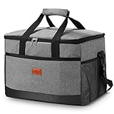 RHtvrll 30L Kühltasche Thermotasche, Faltbar Picknicktasche Lunchtasche Isoliertaschen, Picknicks, Strandtasche, Tragbarer Eisbeutel, geeignet für Reisen, Picknick, Wandern und Grillen (Grey)