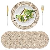 YANGQIHOME 6er Pack, Gewebtes Maisschale Tischsets, Runde Natürlichem Geflochten Platzsets, Stroh Rattan Tischsets für Abendessen/Couchtisch, 30 cm