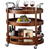 UTMACH Gelagert Sicherheitszaun Barwagen Schöner und langlebiger Servierwagen aus Holz Bar Geeignetes bewegliches Aufbewahrungsregal für Küche Schlafzimmer Hotel Dauerhaft