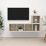 RAUGAJ 2-teiliges TV-Schrank-Set Sonoma-Eiche, Holzwerkstoff, Artikelfarbe-Sonoma-Eiche