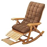 Gaommini Bambus-Sonnenliege für den Garten, klappbarer Liegestuhl, Outdoor-Relax-Schaukelstuhl für Wohnzimmerstuhl, Liegestühle, Terrasse, Veranda, Schaukelstuhl mit Kissen