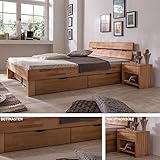 Eternity-Moebel24 Futonbett Schlafzimmerbett - SKARA - Massivholzbett Kernbuche Buche geölt Bett Liegefläche 180 x 200 cm inkl. 1 x Nachtkonsole + 2 x Bettkästen