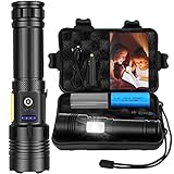 Leelbox LED Taschenlampe 20000 Lumen, Extrem Hell USB-Typ-C Aufladbar Taktische Taschenlampen,COB Arbeitsleuchte Mini Taschenlampen, 7 Zoombar Lichtmodi für Camping Wandern Notfälle(26650 Akku)