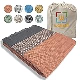 Wellstil® Nerthus | Reversibel Premium Tagesdecke • Gewebte Wohndecke • Handgefertigte Fransen • Bettüberwurf • Wendedecke • Extra-groß Kuscheldecke | Leicht | %100 Baumwolle | 200x250 cm (Orange)