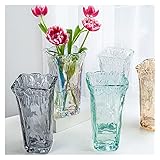 Vase 1pc nordisch quadratisch verdickte Glasvase unregelmäßige Wohnzimmerdekoration Ornamente Hydroponische Vase, Blüten Nicht enthalten Blumenvase (Color : Light Blue)