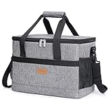 Lifewit 40L Kühltasche Groß faltbar Kühlkorb Kühlbox Isoliertasche Thermotasche Picknicktasche für Lebensmitteltransport, Grau