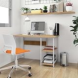 Youuihom Computer-Schreibtische, Büro-Schreibtische, Schreibpult, Computertisch Weiß und Eiche Hell 105x55x72 cm MDF und Metall Geeignet für Arbeitsplätze, Schlafzimmer, Wohnzimmer, Schlafsäle