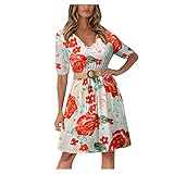 HOOUDO Sommerkleid Damen Ärmellose Modekleid Frauen Blumenhocker Langdruck Frauenkleid Kleider Maxi