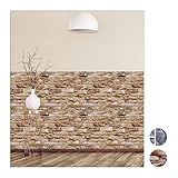 Relaxdays Wandpaneele selbstklebend im 10er Set, dekorative Steinoptik, 3D Paneele, PVC Steinwand, HxB 50 x 50 cm, braun