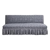 SANKECAAO Sofabezug Ohne Armlehnen Elastische, Armlose Sofabettüberzug Jacquard Sofahusse Ohne Armlehne Faltbarer Anti Rutsch Futon Schutzhülle Protector Waschbare-Gray-Small