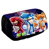 LGQHCE Sonic Federmäppchen Große Kapazität Mäppchen 3D Druck Federmäppchen Kinder Sonic The Hedgehog Federtasche Junge Mädchen Federmappe für Teen Geschenk