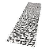 NORTHRUGS In- und Outdoor Teppich Karo 80x200cm - Wetterfest Modern Geometrisches Muster Kariert Allover Design Läufer für Balkon Terrasse Garten Wintergarten Wohnzimmerteppich Wasserfest in Schwarz