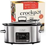 Crock-Pot TimeSelect digitaler Schongarer | mit programmierbarem Timer und digitaler Anzeige | 5,6 l Fassungsvermögen (für 7 Personen und mehr) | Warmhaltefunktion | Edelstahl [CSC066X]