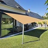 Sunnylaxx 5x5m Sonnensegel Quadrat, Wasserdicht Sonnenschutz Sunsegel Color Sand, 95% UV-Schutz,für Außenbereich,Garten