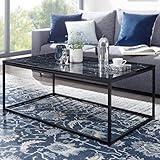 FineBuy Couchtisch 100x60x40 cm mit Marmor Optik Schwarz | Wohnzimmertisch mit Metall-Gestell | Sofatisch Eckig Tisch Wohnzimmer | Beistelltisch