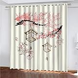 Vorhang Blickdicht Gardinen Kinderzimmer Schlafzimmer Verdunkelungsvorhang Vorhänge Wohnzimmer Thermovorhang Fensterdekoration 3D Vogelkäfig Mit Roter Blumenrebe Muster Ösenschal 234X230Cm 2Er Set