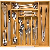 budu Besteckkasten #50 (50cm) aus Bambus - Schubladen Ordnungssystem für die Küche - Besteckkasten für Schubladen aus Bambus - Ausziehbar - Kitchen drawer organizer - Kitchen organizer