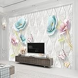 Fototapete Tapete Juwelen-Tulpenblumen im europäischen Stil für TV-Sofa-Größe Moderne Wandtapete 3D Wandbilder Tapeten Wohnzimmer Schlafzimmer Wand Dekoration 100x70cm