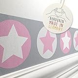 lovely label Bordüre selbstklebend STERNE ROSA GRAU - Wandbordüre Kinderzimmer Babyzimmer mit Sternen - Wandtattoo Schlafzimmer Mädchen – Wanddeko Baby Kinder