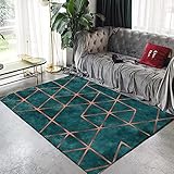 KeletiRug Teppich Wohnzimmer Esszimmer Schlafzimmer Kurzflor Teppich rutschfeste Teppiche einfache Pflege Grünlich-gelb geometrisch 140x200 cm