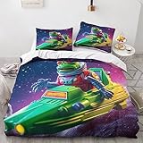 JXING Buzz Lightyear Bettwäsche 3D Aus Weiche Atmungsaktiv Mikrofaser Mit Reißverschluss Für Erwachsene Teenager Kinder Heimdekoration Heiße Animation Bettbezug-Set Mit Kissenbezug Double（200x200cm）