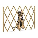 Relaxdays Hundeabsperrgitter, Schutzgitter für Tür & Treppe, Scherengitter ausziehbar bis 116,5 cm, 82,5 cm hoch, Natur, L