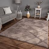 Wohnzimmer Teppich Hochflor Langflor Kunstfell Weich Modern Unifarben Flauschig, Farbe: Beige Taupe, Größe:160x230 cm