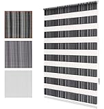 Bailena - Doppelrollo Klemmfix ohne Bohren, 90x150cm, Schwarz | Zwei-Stufen Lichtdurchlässigkeit, angenehmes Raumklima im Sommer & Winter, langlebig