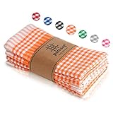 pamuq Geschirrtücher Baumwolle 100% - orange kariert, 5er Set, 45x65cm, mit Aufhänger - Geschirrhandtücher Baumwolle Trockentücher Küche Küchentücher Baumwolle Küchenhandtücher