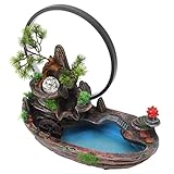 Steingarten-Brunnen mit fließendem Wasser, Dekoration, entspannen Sie Sich, Lichtbrunnen, Steingarten-Ornament, Kunstharz, Glück, Reichtum, Feng Shui für die Tischplatte zu Hause