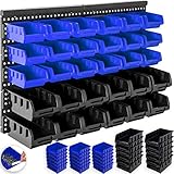 Masko® Stapelboxen Wandregal 32tlg Box Sichtlagerkästen Schüttenregal Steckregal (Schwarz/Blau)