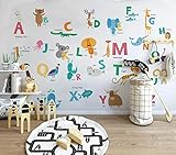 Moderne Fototapete Foto Nordic Cartoon Tier 26 Buchstaben zum Thema Kinder Wohnzimmer Tapete Schlafzimmer Wand Dekoration 3D Tapeten Wandtapete Wandbilder 250x175cm Jifengcip2035