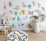 Moderne Fototapete Foto Nordic Cartoon Tier 26 Buchstaben zum Thema Kinder Wohnzimmer Tapete Schlafzimmer Wand Dekoration 3D Tapeten Wandtapete Wandbilder 250x175cm Jifengcip2035