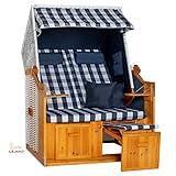 LILIMO Strandkorb Ostsee blau, Geflecht weiß, Variante B