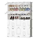 JOISCOPE Schuhschrank, DIY Schuhregal, Kunststoff Schrank Organizer für Schrank, Modular Schuhständer mit Tür, schuhboxen stapelbar für Flur, Schlafzimmer, Eingang, 2 * 8