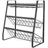 Lucaser 3 Schichten KüChe GewüRz Regal 304 Edelstahl Arbeitsplatte GewüRz Dosen Flaschenregal KüChe Organisator Regal Aufbewahrung Halter Schwarz-A
