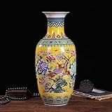 Moueqkee Keramik Vase für Blumen 44CM hohe Boho handgemachte Blumenvase Blumenvasen Winter Melone Form getrocknete Blume Pampas Gras Blaue Zuhause Wohnzimmer Schlafzimmer Schreibtisch Dekor,Gelb