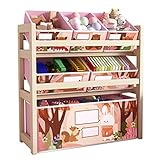 FOUNCY Aufbewahrungsorganisator für Kinderspielzeug Kinderspielzeugspeicherregal Haus Klassifizierung Sortierschrank mehrschichtige Kindergartenspeicherbox (Color : Pink, Size : 64x28x60cm)