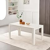 JYMTOM Esstisch, Esszimmertisch, Küchentisch für 4 Personen, 150 x 80 cm, modern Skandinavien-Stil, für Wohnzimmer, Esszimmer, Melaminharz-Oberfläche, MDF matt weiß