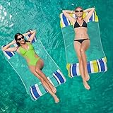 Pukitt 2 Stück Aufblasbare Wasserhängematte Schwimmbett, 4 in1 Schwebende Luftmatratze mit Mesh, Wasser Hängematte für Erwachsene und Kinder, Loungesessel Pool Lounge Schwimmbad Strand Wasserspielzeug