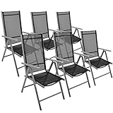 Nexos 6er Set Klappstuhl Gartenstuhl Campingstuhl Liegestuhl – Sitzmöbel Garten Terrasse Balkon – klappbarer Stuhl aus Aluminium & Kunststoff - schwarz
