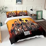 Red Dead Redemption 2 Bettbezug Set Spiele Bettwäsche Set 3 Teilig 3D Gedruckter Bettwäsche-Set Mädchen Junge Kinder Mikrofaser Weiche Bettbezug Mit Reißverschluss Und Kissenbezüge King（220x240cm）