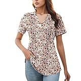 Sommer Pullover Damen Damen-Sommeroberteile, Batik-Kurzarmshirt, V-Ausschnitt, T-Shirt, lässiges, lockeres Hemd Spitzenhemdchen Damen