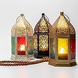 MARRAKESCH 3er Set Orientalische Laterne Teja 16cm Windlichter Laternen für draußen als Balkon deko oder innen als Fensterbank Dekoration