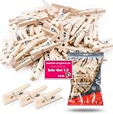 TK Gruppe Timo Klingler 100x Miniklammern - Größe 25 mm Mini Klammer Wäscheklammern Holzklammer aus echten Holz