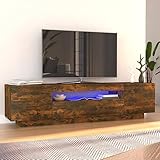 BULANED TV-Schrank, TV Lowboard, TV Board, Fernsehtisch, Fernsehschrank, Wohnzimmer, TV Tisch, Fernseher Tisch, Fernsehkommode, mit LED-Leuchten Räuchereiche 160x35x40 cm